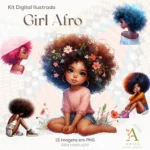 Kit Digital Ilustrado - Girl Afro