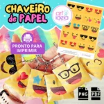Arquivo Digital - Molde Chaveiro Papel Emojis