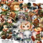 Kit Digital - Turma do Mickey no Safari Aquarela