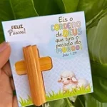 Card Páscoa Cristã Ovelha com adesivo cruz - Batom