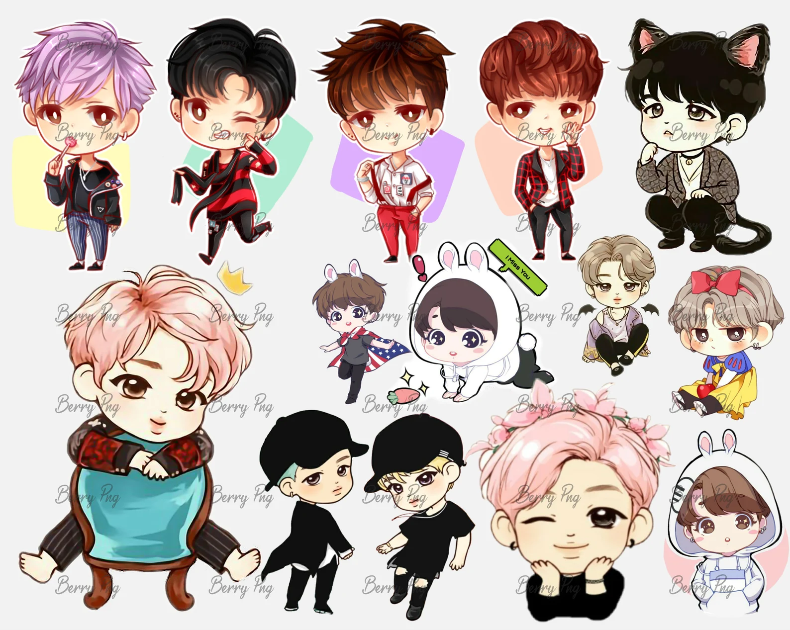 BTS PNG Pacote Kpop kit digital Bts - Imagem 1