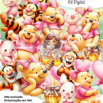 Kit Digital - Ursinho Pooh Rosa Aquarela