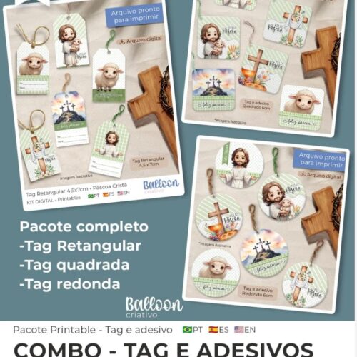 COMBO Tag e Adesivo – Páscoa Cristã