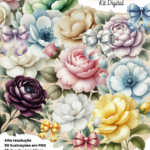 Kit Digital - Flores Vintage Aquarelado