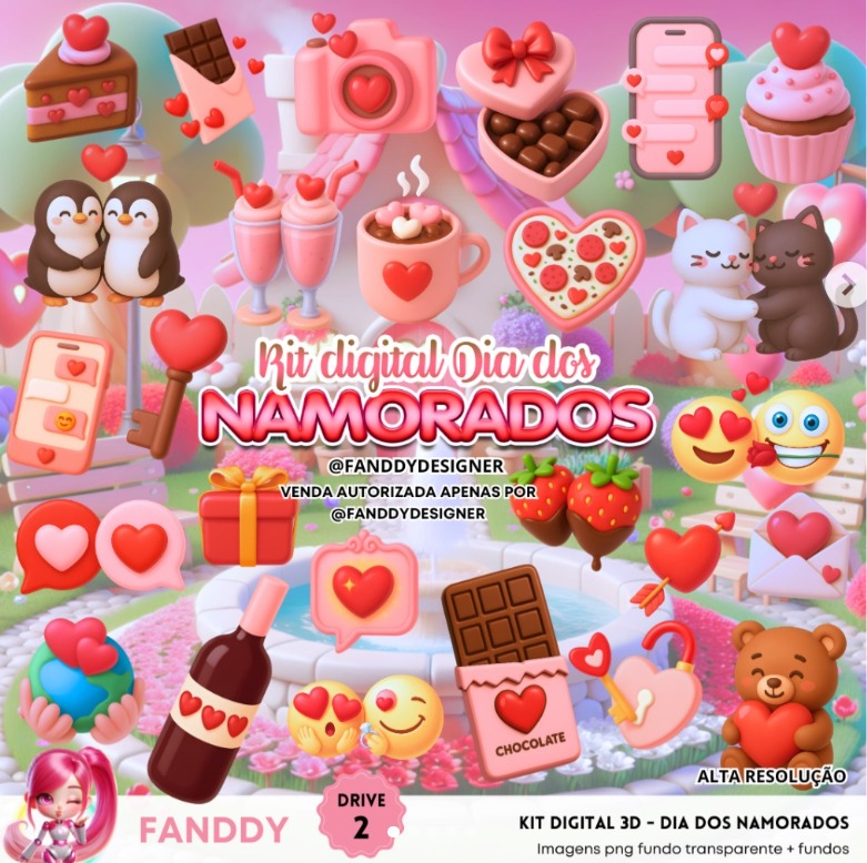 006 - DIA DOS NAMORADOS 3D Kit Digital DIA DOS NAMORADOS - Imagem 1