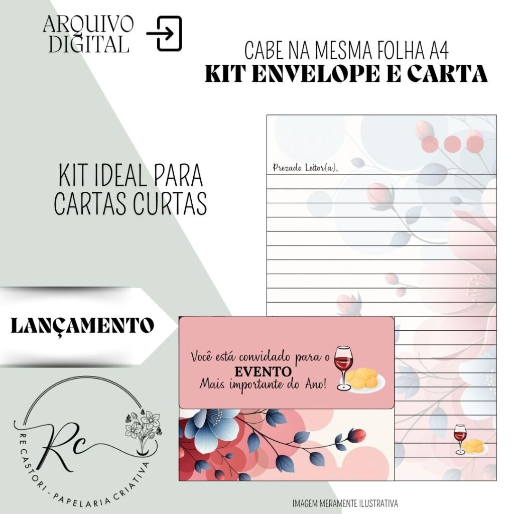 Kit Digital Envelope + Carta para a celebração ( Coleção Floral) - Imagem 4