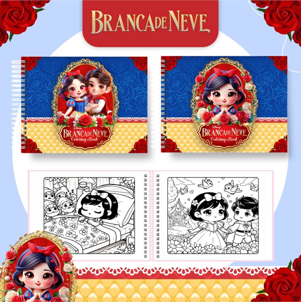 Livro de Colorir  BRANCA DE NEVE CUTE - Imagem 1