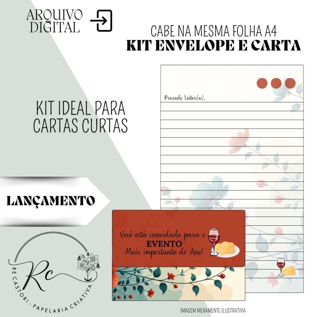 Kit Digital Envelope + Carta para a celebração ( Coleção Floral) - Imagem 3