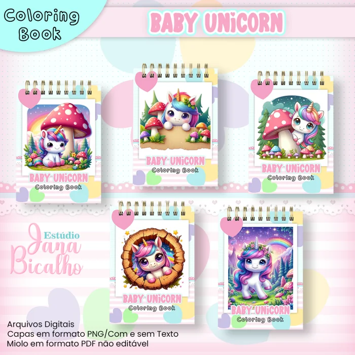 Caderno A5 Para Colorir Baby Unicorn Caderno A5 Para Colorir Baby Unicorn - Imagem 1