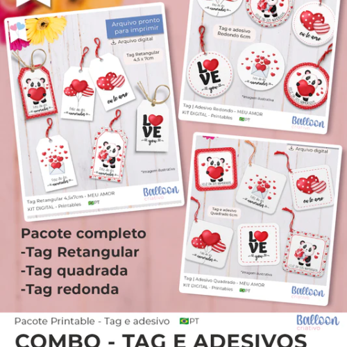 Combo Tag e Adesivo Meu Amor