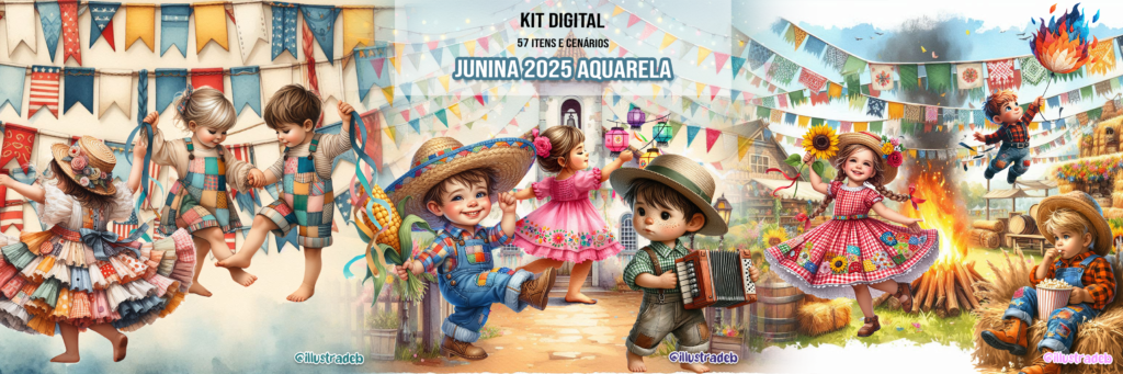 Kit Digital Junina 2025 Aquarela - Imagem 1