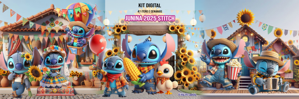 Kit Digital Junina 2025 Stitch - Imagem 1