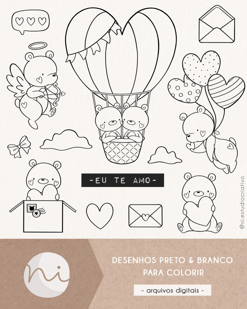 Eu te Amo | Para colorir - Imagem 1