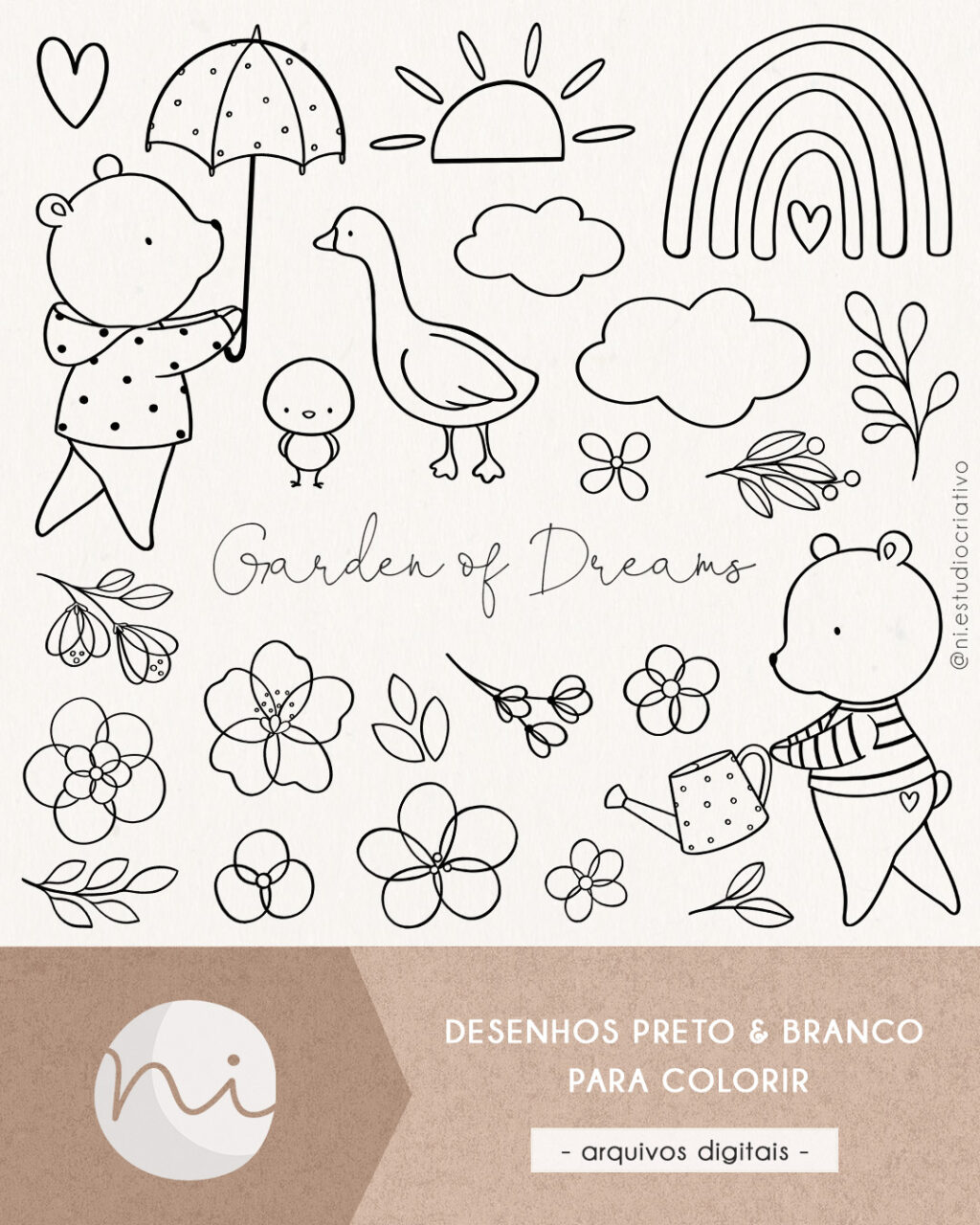 Jardim dos Sonhos | Para colorir - Imagem 1