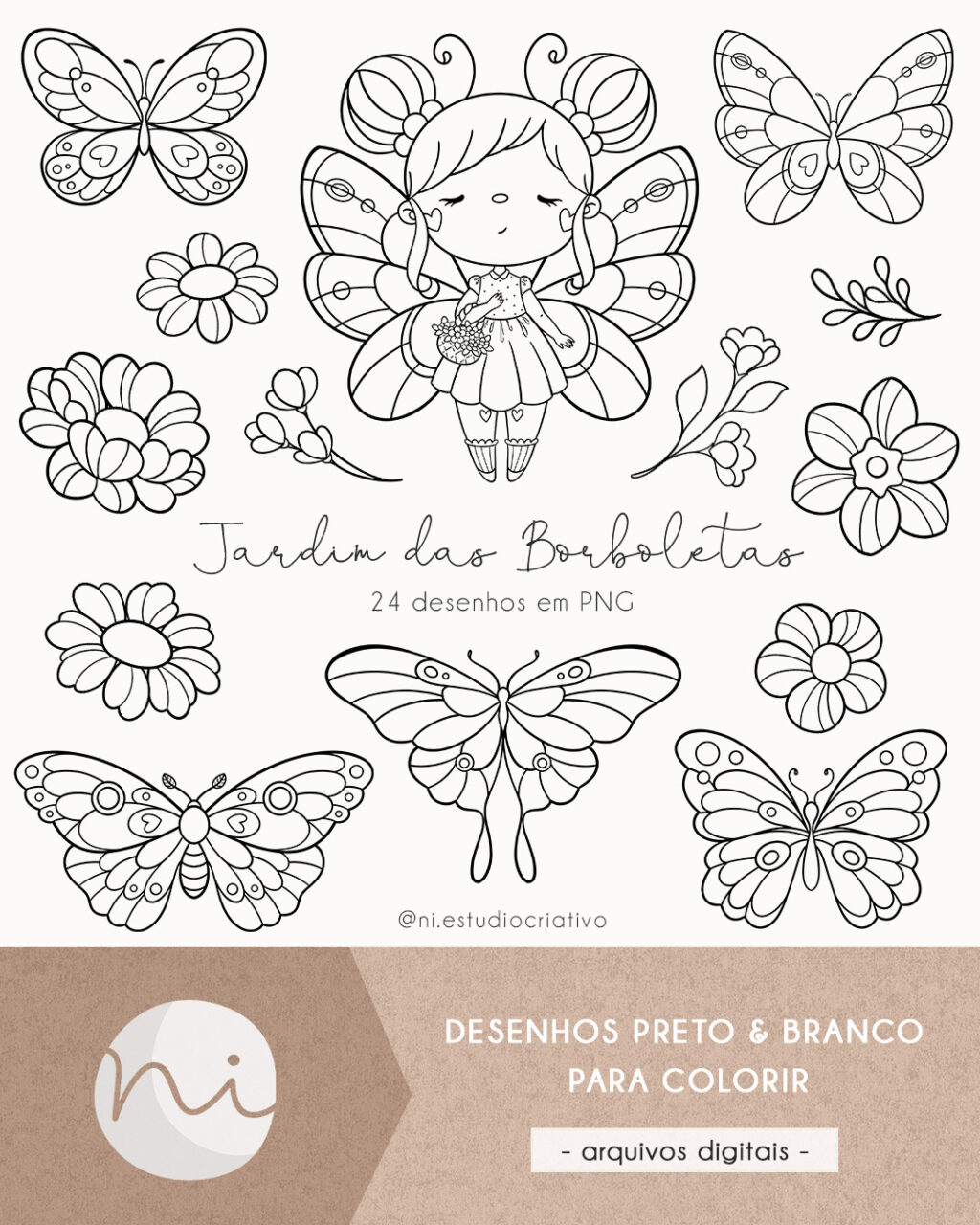 Jardim da Borboletas | Para colorir - Imagem 1