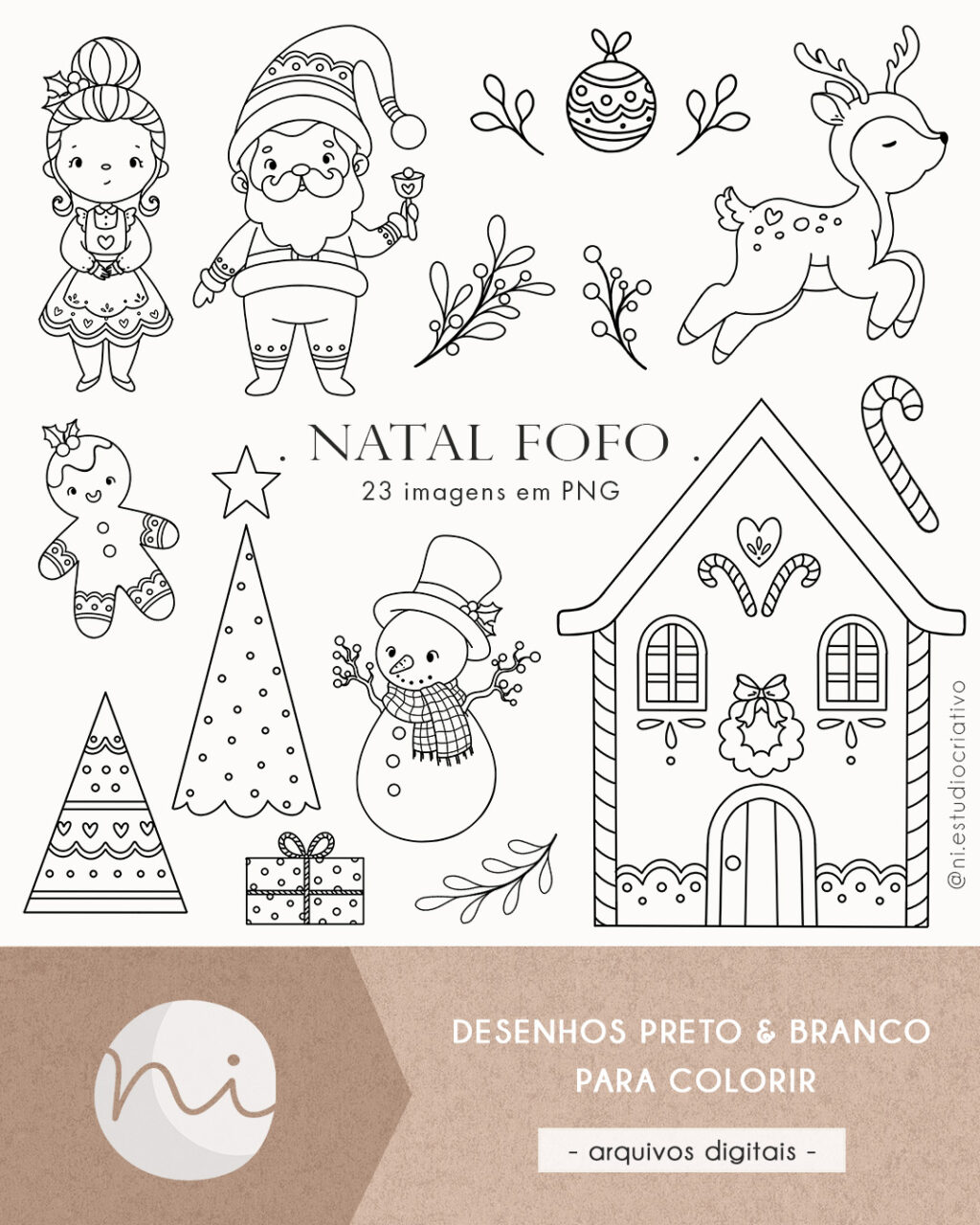 Natal Fofo | Para colorir - Imagem 1