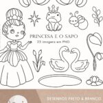 Princesa e o Sapo | Para colorir
