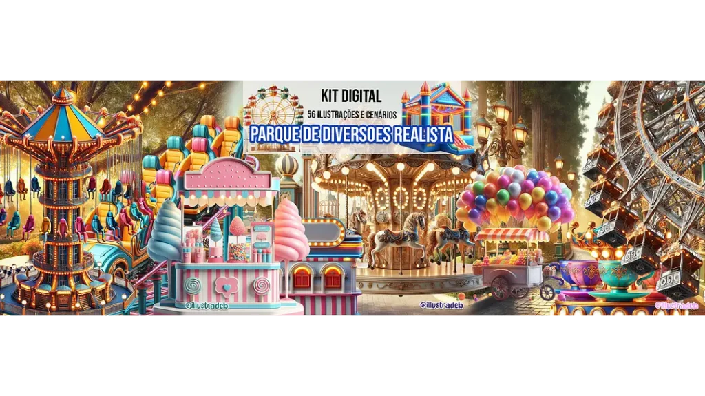 Kit Digital Parque de Diversões Realista - Imagem 1