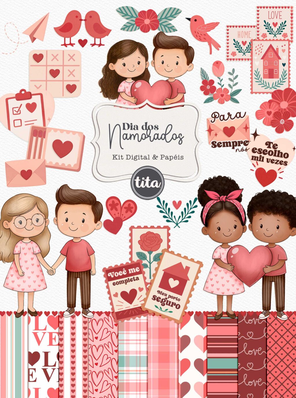 Ilustrações e Papéis Dia dos Namorados - Imagem 1
