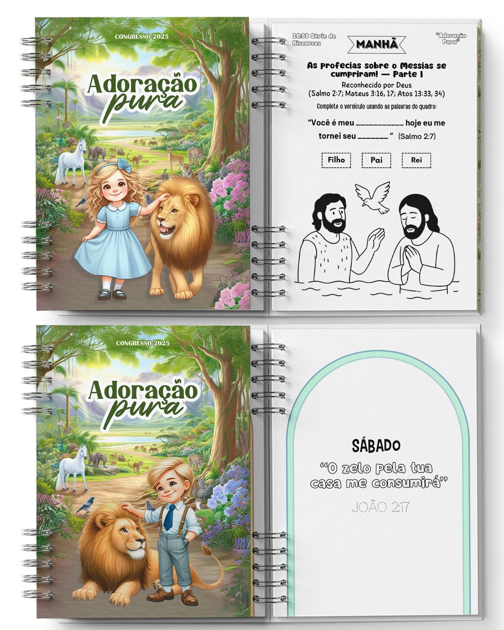 Arquivo kit Caderno Infantil Congresso Adoração Pura Menino Menina - Imagem 2