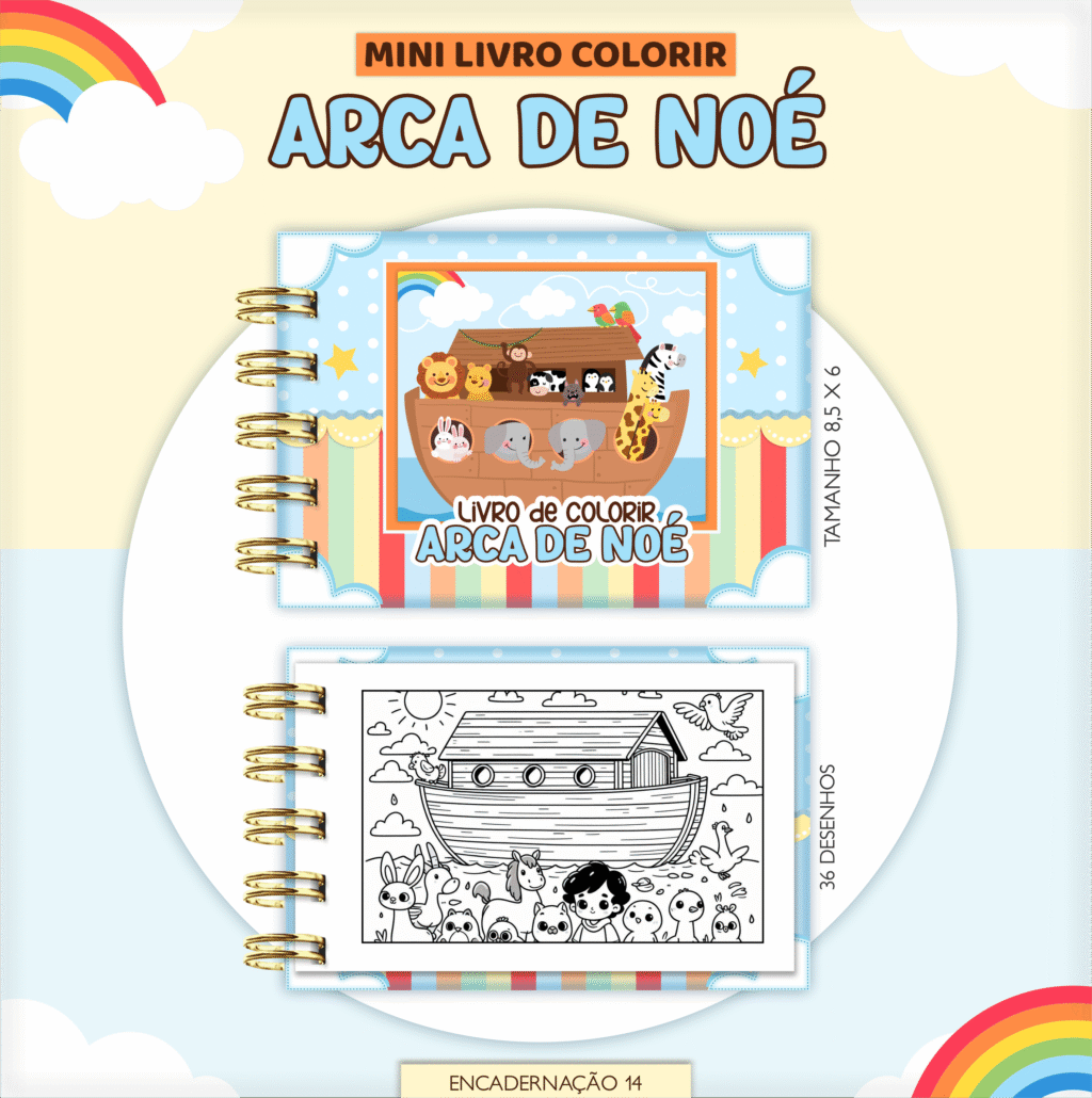 Mini livrinho de Colorir - ARCA DE NOÉ - Imagem 1