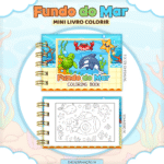Mini livrinho de Colorir - FUNDO DO MAR MENINO