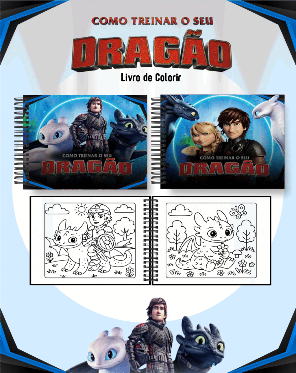 Livro de Colorir COMO TREINAR O SEU DRAGÃO - Imagem 1