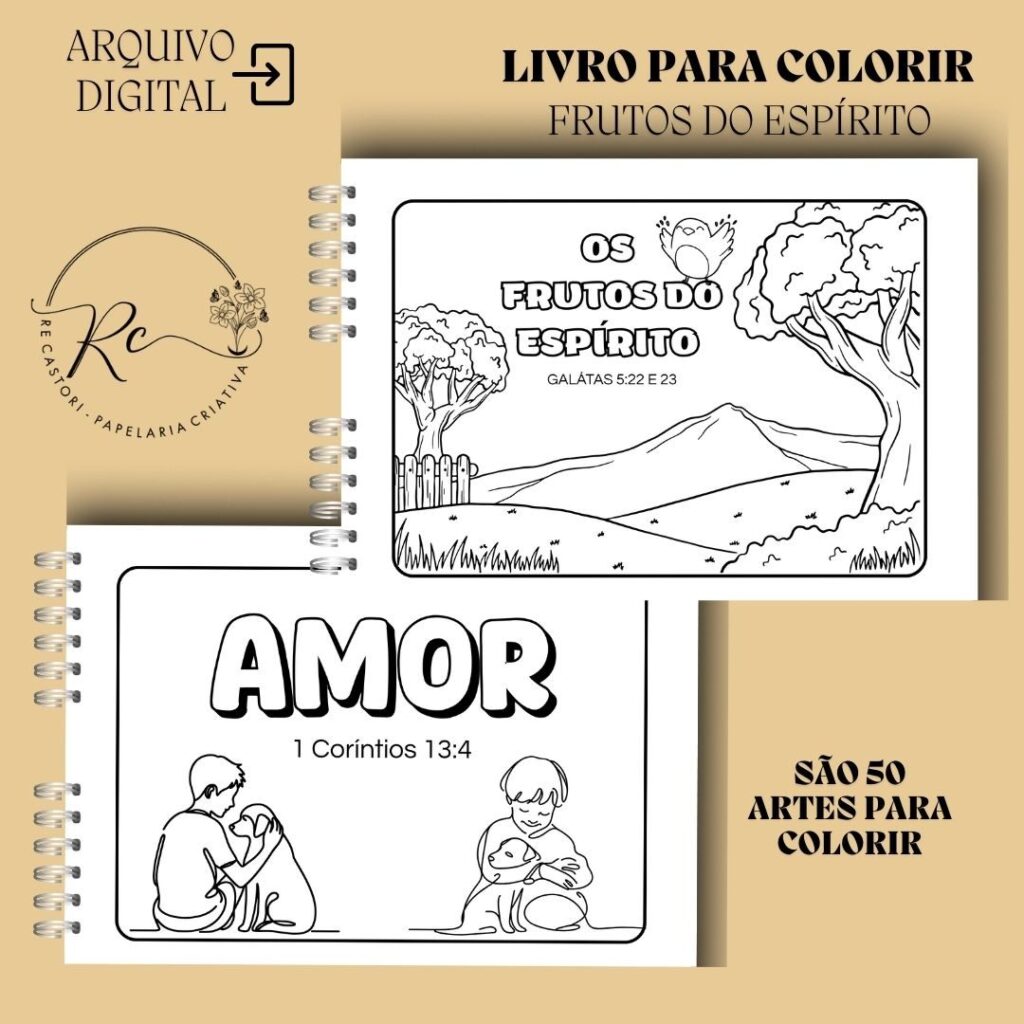 KIT DIGITAL LIVRO PARA COLORIR ( A5 E A6 ) – FRUTOS DO ESPÍRITO - Imagem 4