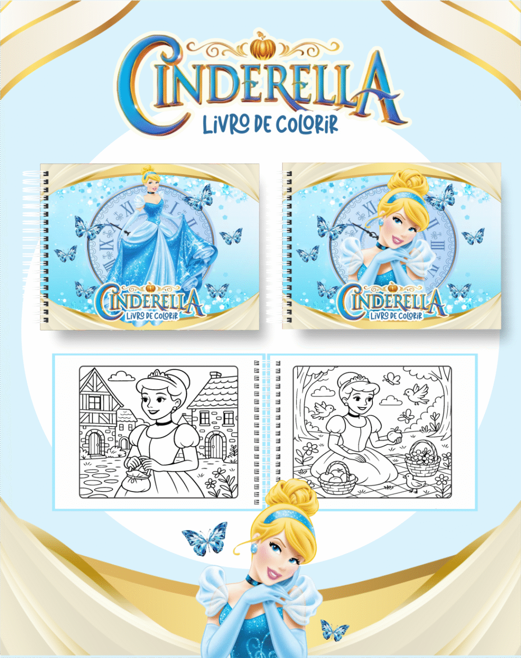 Livro de Colorir CINDERELA - Imagem 1
