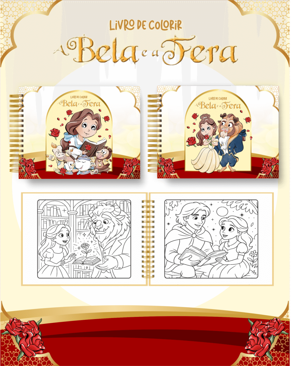 Livro de Colorir  A BELA E A FERA - Imagem 1