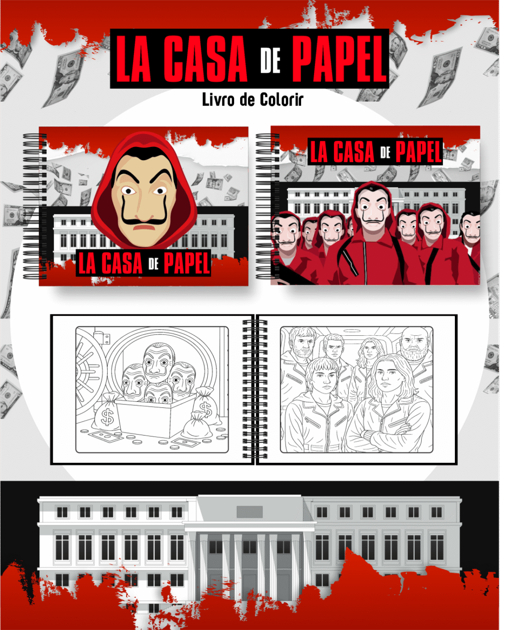 Livro de Colorir LA CASA DE PAPEL - Imagem 1