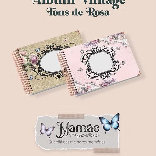 Álbum Vintage Tons de Rosa wire-o