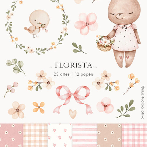 Kit Digital Ursinha Florista