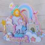 Topo de Bolo Unicórnio e Princesa