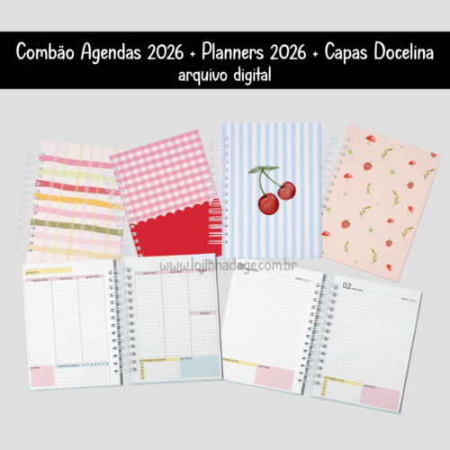 Combão Agendas 2026 + Planners + Capas Docelina