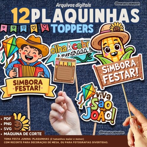 Arquivo Digitais Plaquinhas Festa Junina (Toppers)