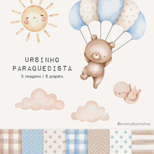 Kit Digital Paraquedista Ursinho