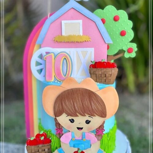 ARQUIVO DE CORTE TOPO DE BOLO Fazendinha rosa baby