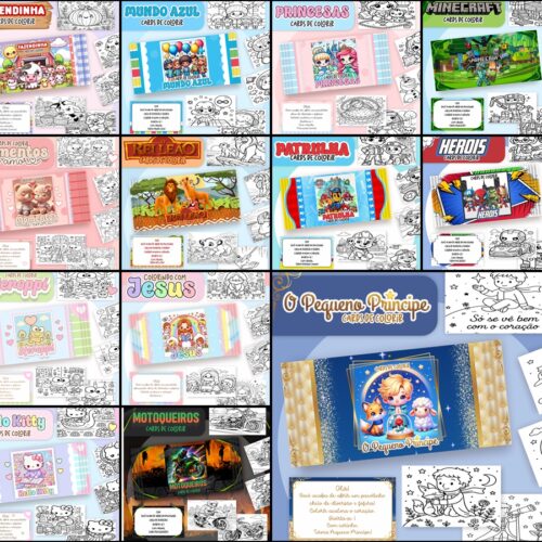 Big Cards de Colorir 100 temas - Arquivo Digital