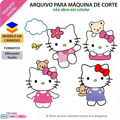 ARQUIVO DE CORTE TOPO DE BOLO Hello Kitty