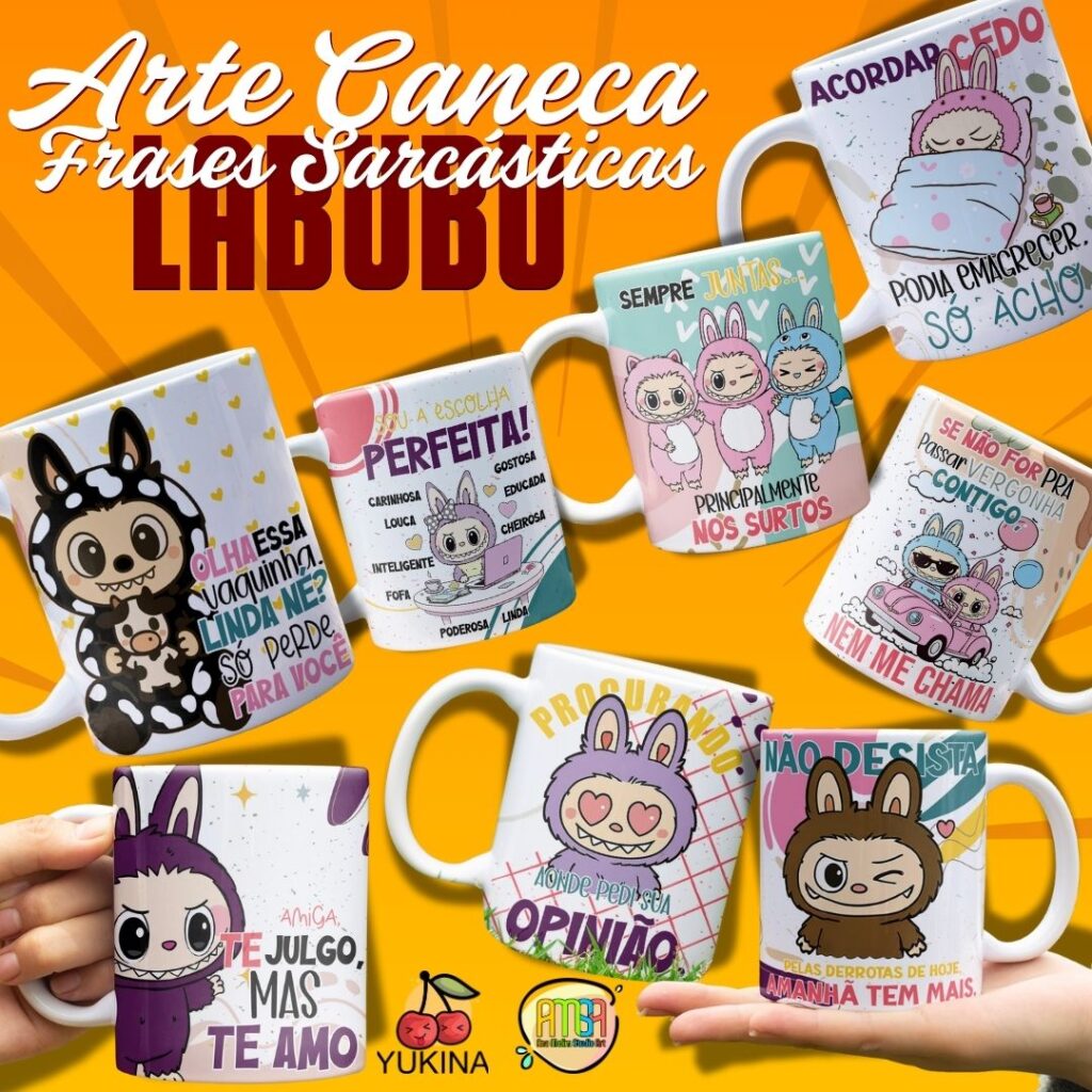 Arte Caneca LABUBU Frases Sarcásticas - Imagem 1
