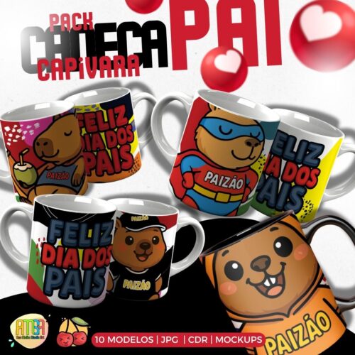 Arte Caneca Dia dos Pais Capivara