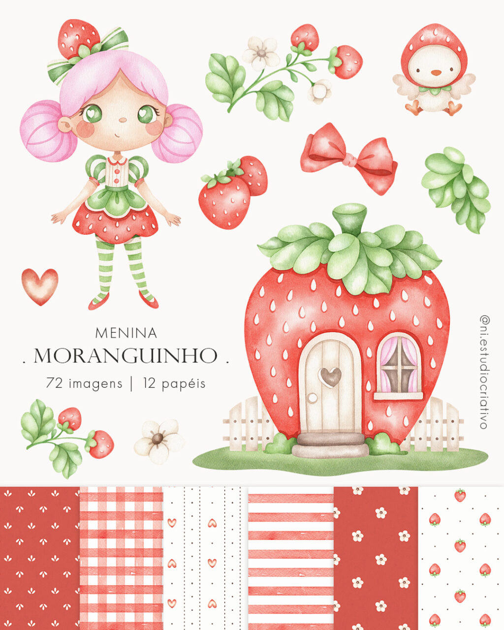 Kit Digital Menina Moranguinho - Imagem 1
