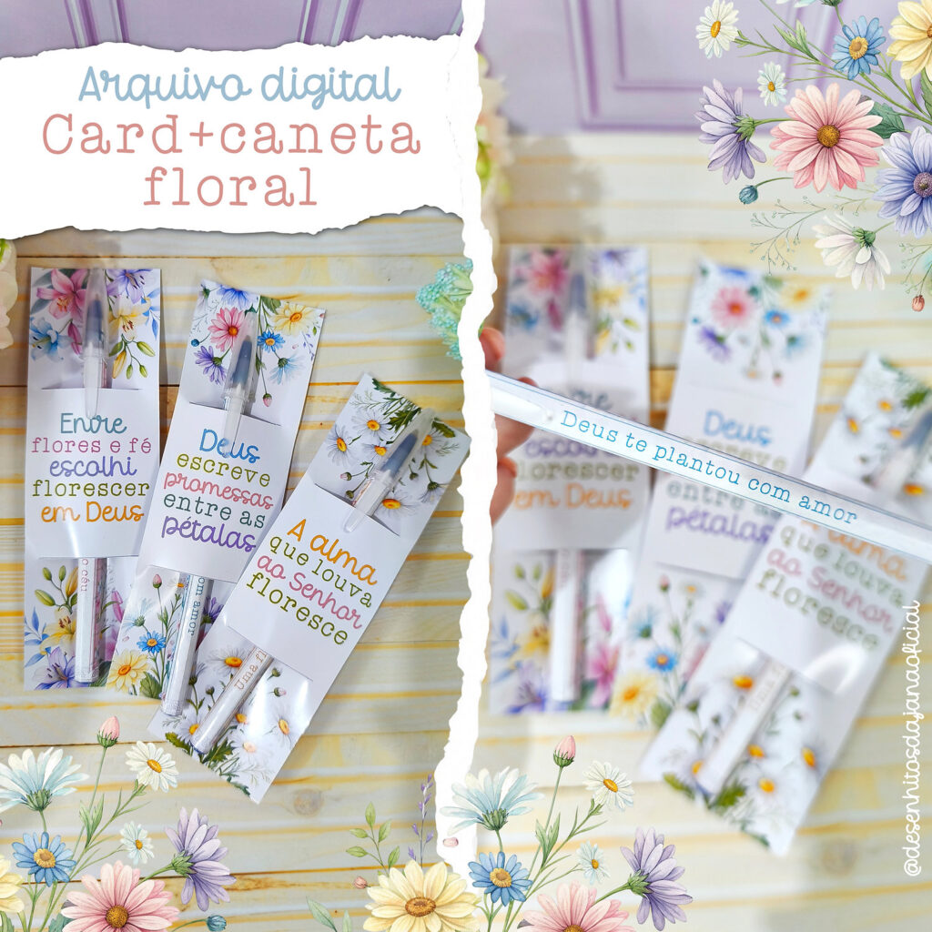 Caneta + card floral - Arquivo digital - Imagem 1