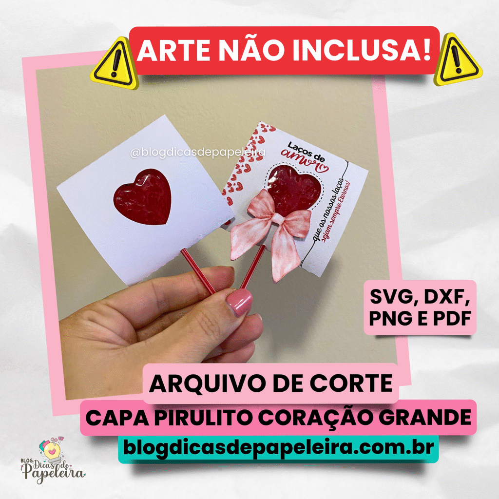 Capa para Pirulito coração Grande - Arte NÃO Inclusa - Imagem 1