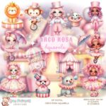 Kit Digital Circo Rosa Aquarela