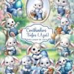Kit Digital Coelhinhos Fofos Azul