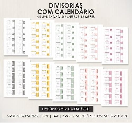 DIVISÓRIAS COM ABAS E CALENDÁRIOS | ATÉ 2030