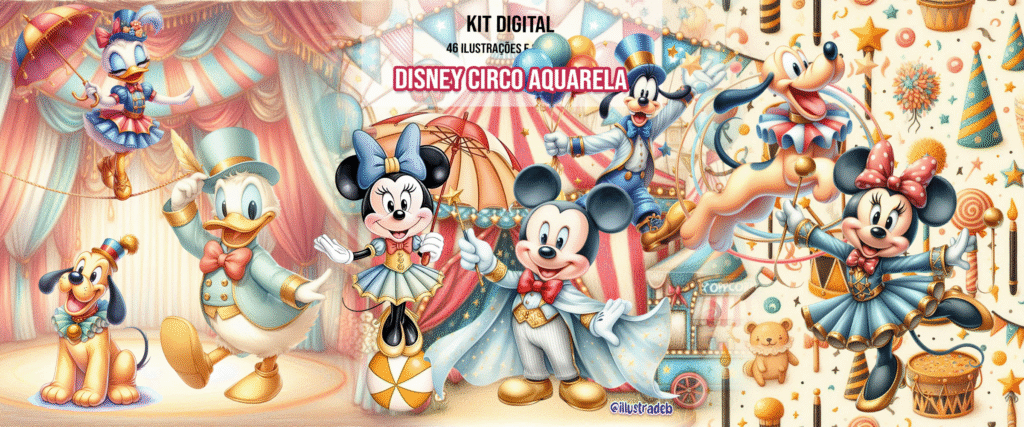 Kit Digital Disney Circo Aquarela - Imagem 1