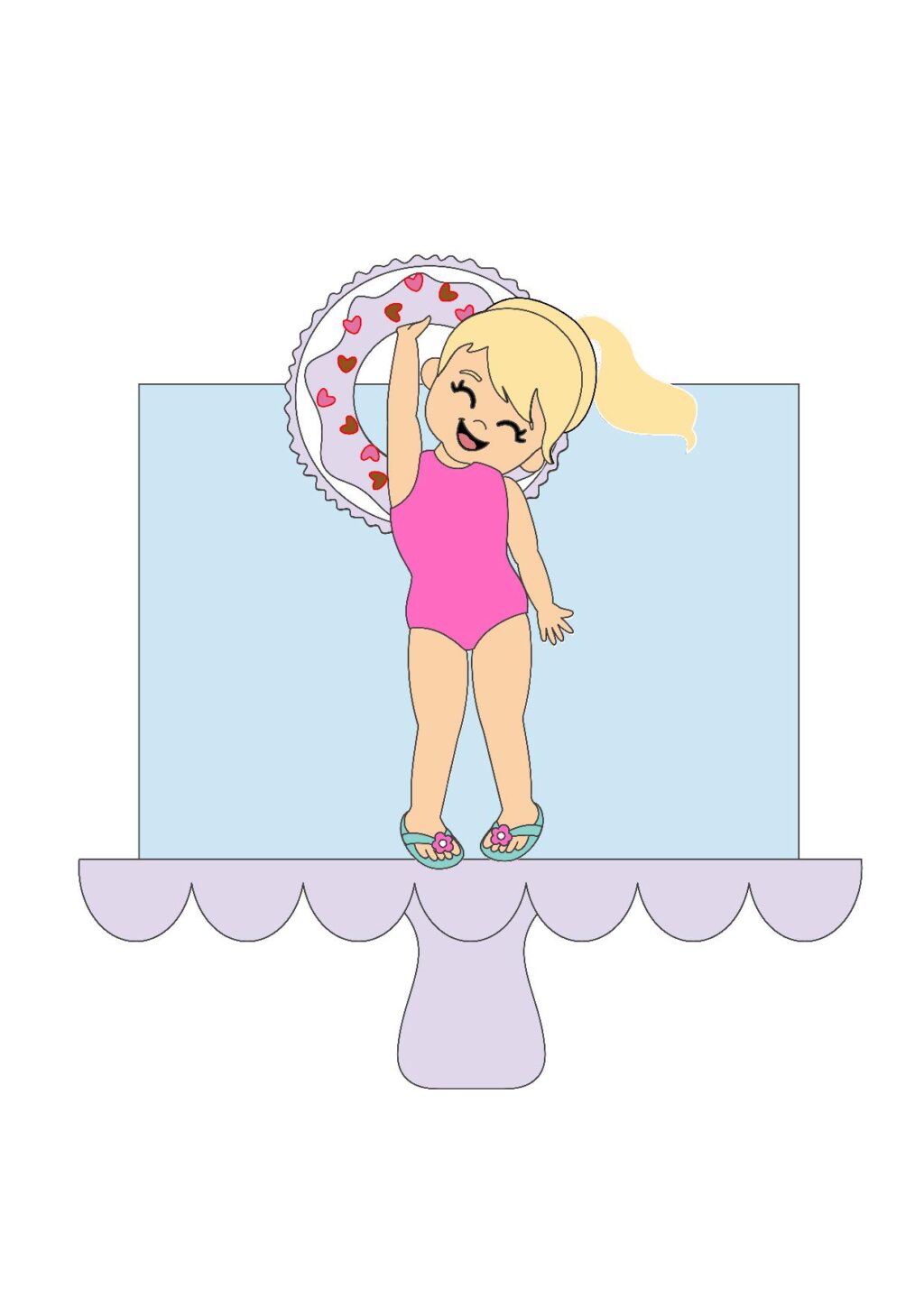 ARQUIVO DE CORTE TOPO DE BOLO MENINA MODA VERAO - Imagem 1